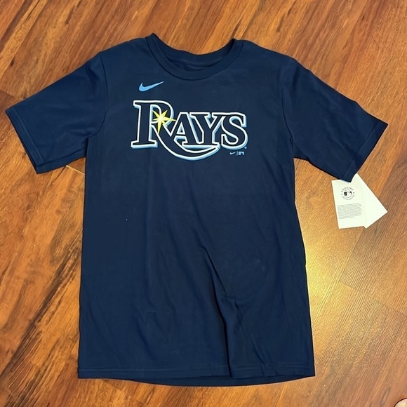 MLB Tampa Bay Rays Navy Blue T Shirt Youth Large (14/16) Arozarena Nike Cotton - Picture 4 of 7